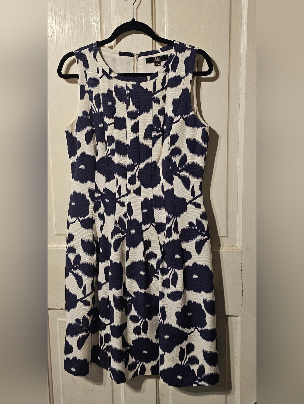 Alex Marie (Dillard's) Navy and White Floral Fit-and-Flare Dress